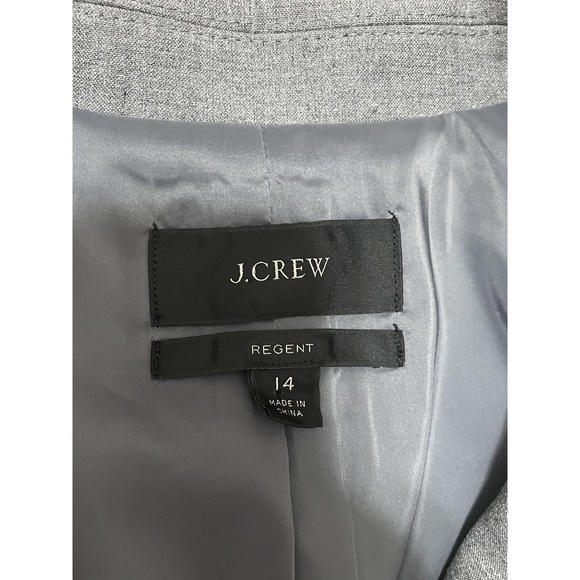 J.Crew Blazer Women's 14 Gray Regent One‎ Button Modern Tailored Workwear Career - Picture 2 of 4